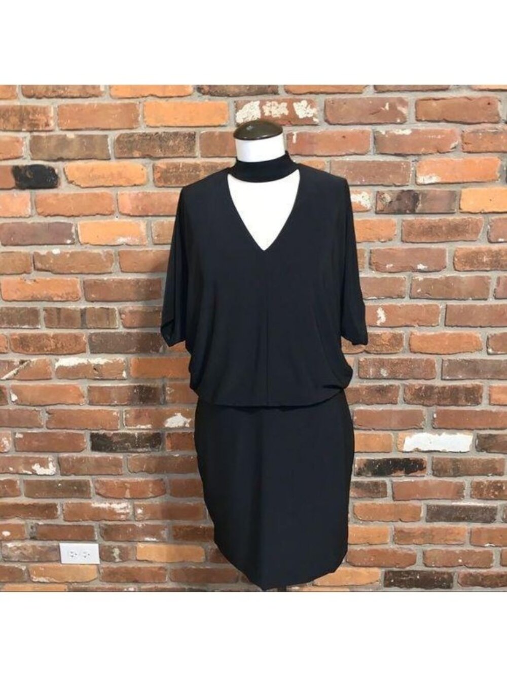 White House Black Market Black Blouson Collared Mini Dress Size Small